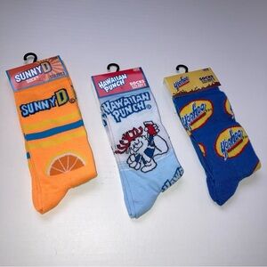 Adult Crew Socks Hawaiian Punch Sunny D YooHoo 3 Pair Lot